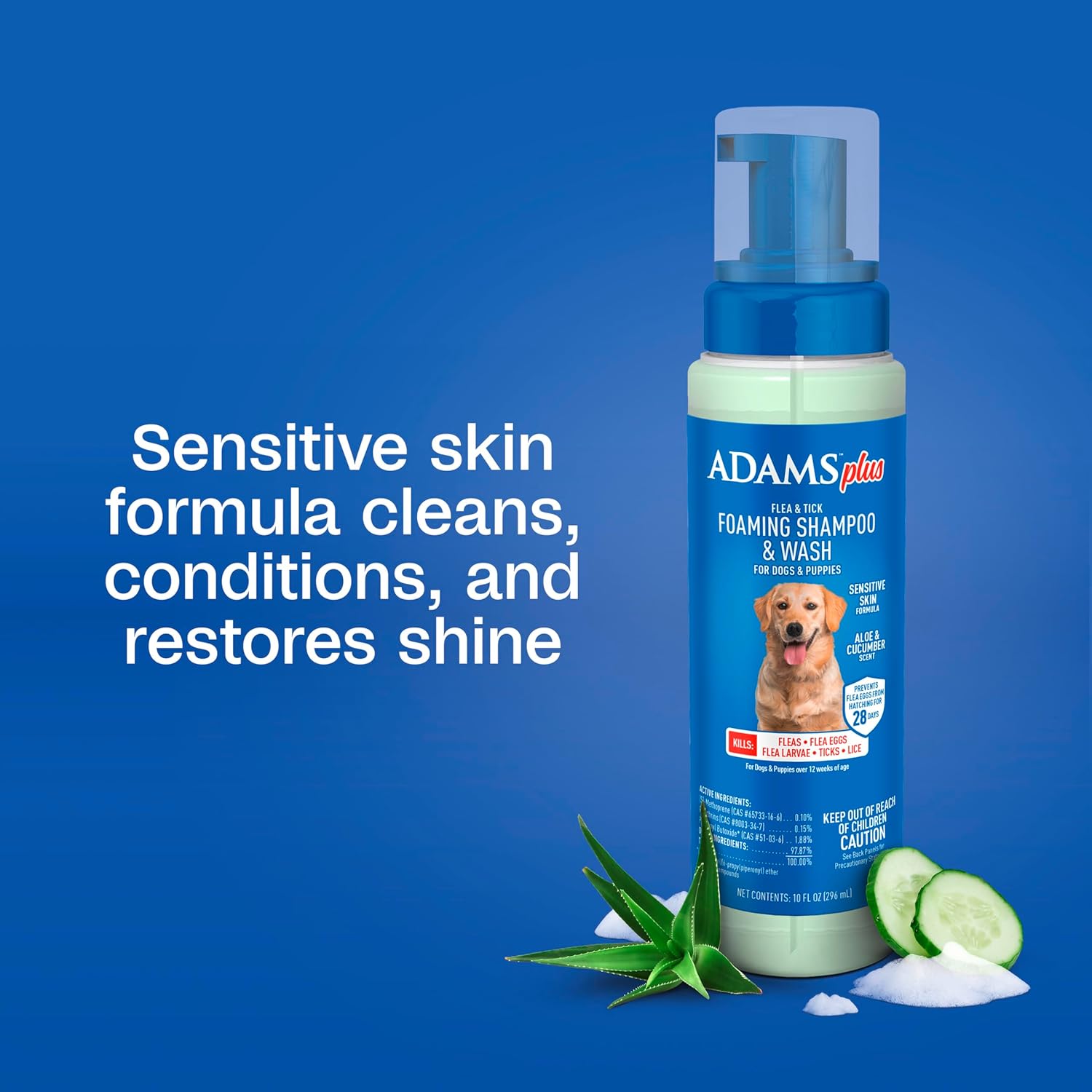 ADAMS Plus Flea & Tick Foaming Shampoo & Wash for Dogs & Puppies, Flea Shampoo to Treat Flea Infestations, Kills Ticks, Fleas, Flea Eggs & Lice, Cleans and Conditions Coat, 10 Ounces - Image 8