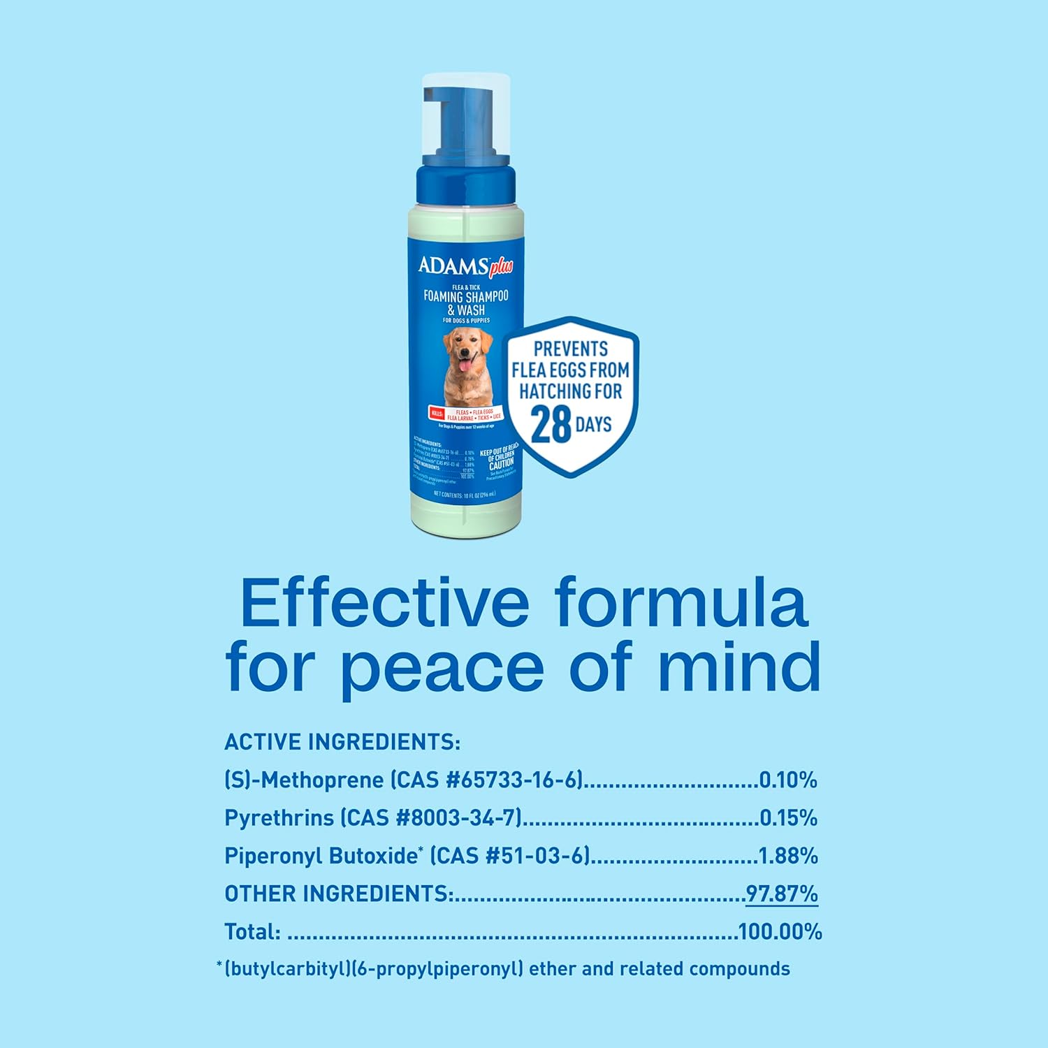 ADAMS Plus Flea & Tick Foaming Shampoo & Wash for Dogs & Puppies, Flea Shampoo to Treat Flea Infestations, Kills Ticks, Fleas, Flea Eggs & Lice, Cleans and Conditions Coat, 10 Ounces - Image 4