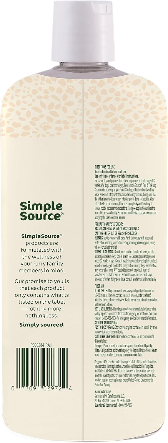 SimpleSource® Flea & Tick Shampoo for Dogs, Powered by Plants, Kills Fleas, Flea Eggs, Flea Larvae, & Ticks, & Mosquitos, Cleans & Deodorizes, 12oz Bottle - Image 9