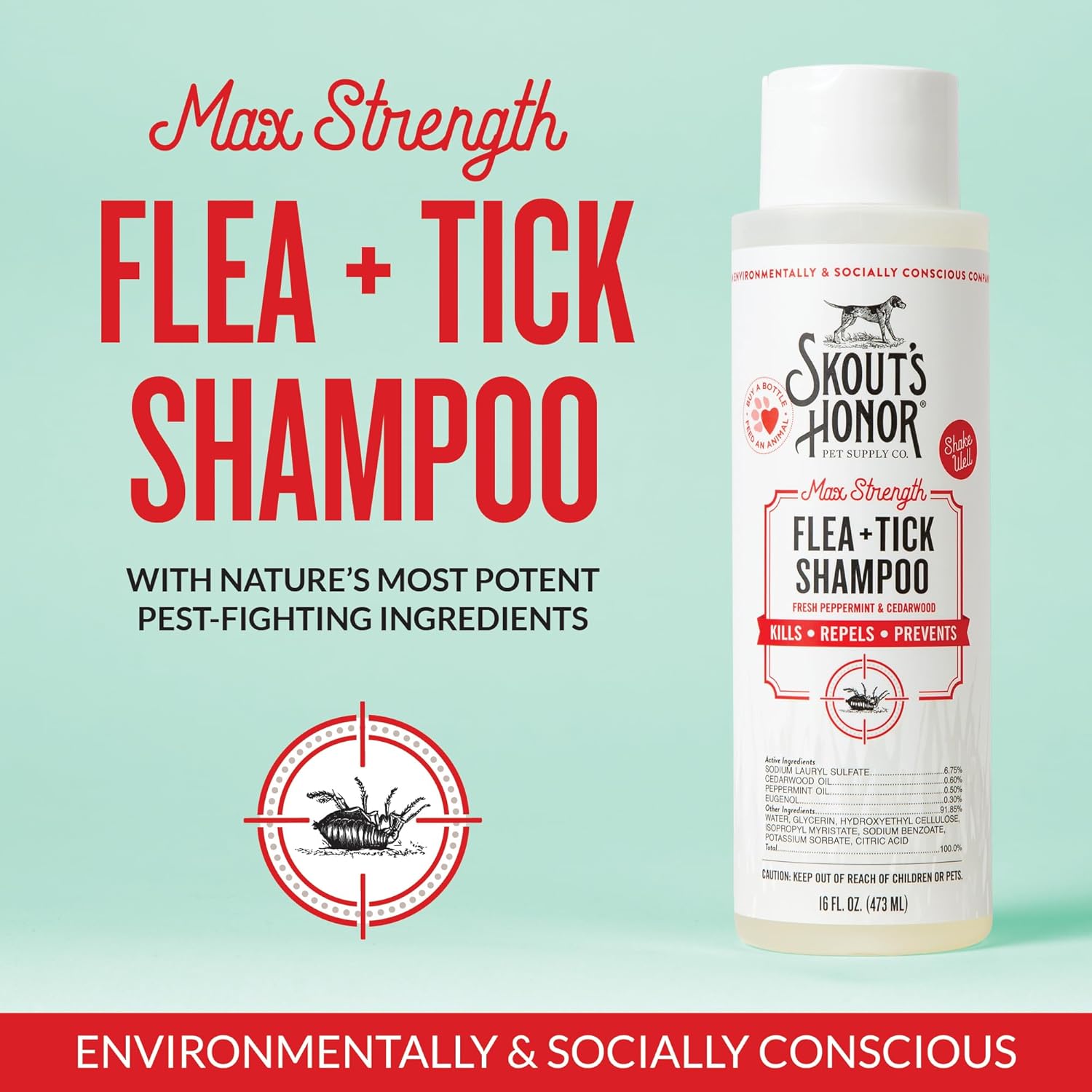 Skout's Honor Flea and Tick Shampoo for Dogs - Natural Peppermint & Cedarwood Formula, Helps to Protect from and Against Fleas, Ticks, and Mosquitos, 16 oz - Image 7