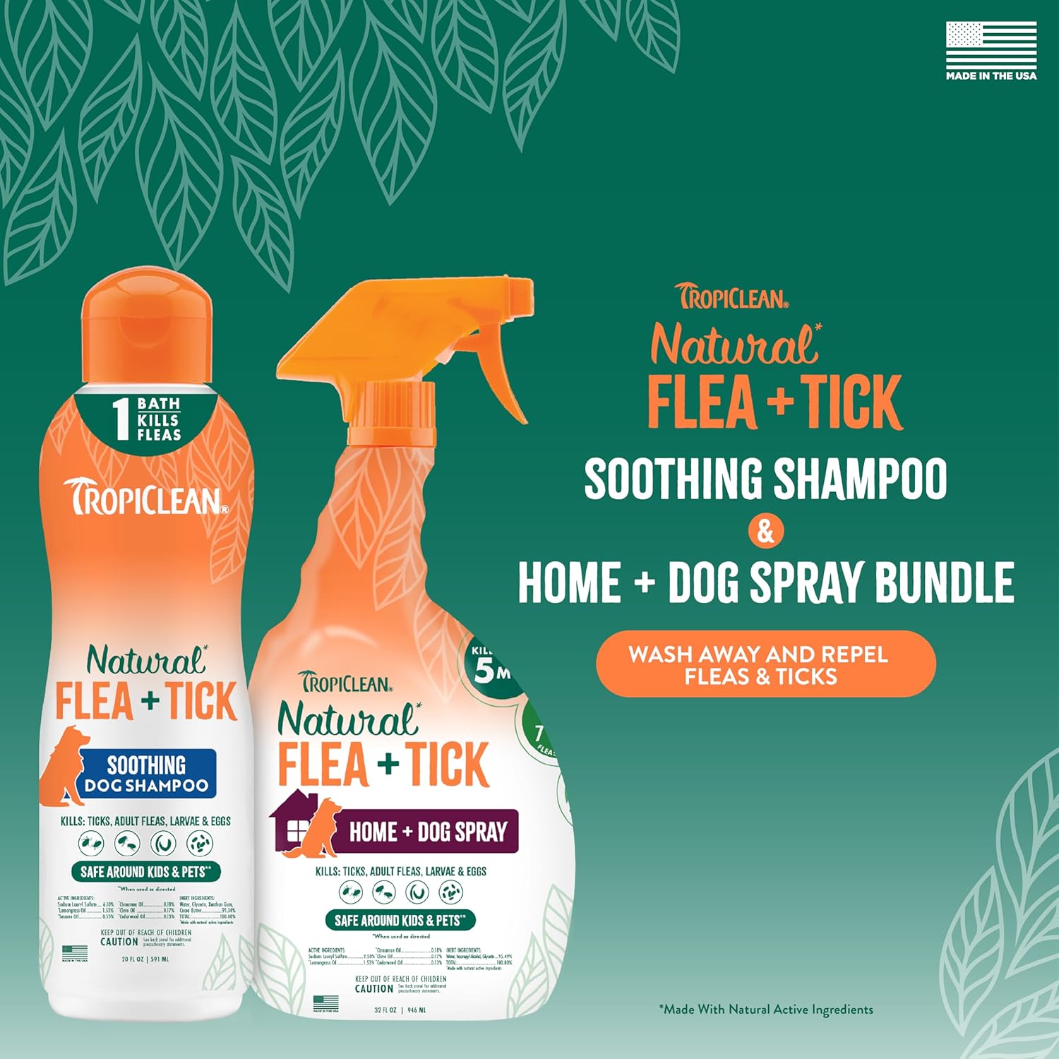 TropiClean Natural Flea & Tick Max Strength Shampoo & Bedding Spray Bundle, Dog Shampoo, Flea & Tick Treatment Protects & Repels - Made in USA - Image 8