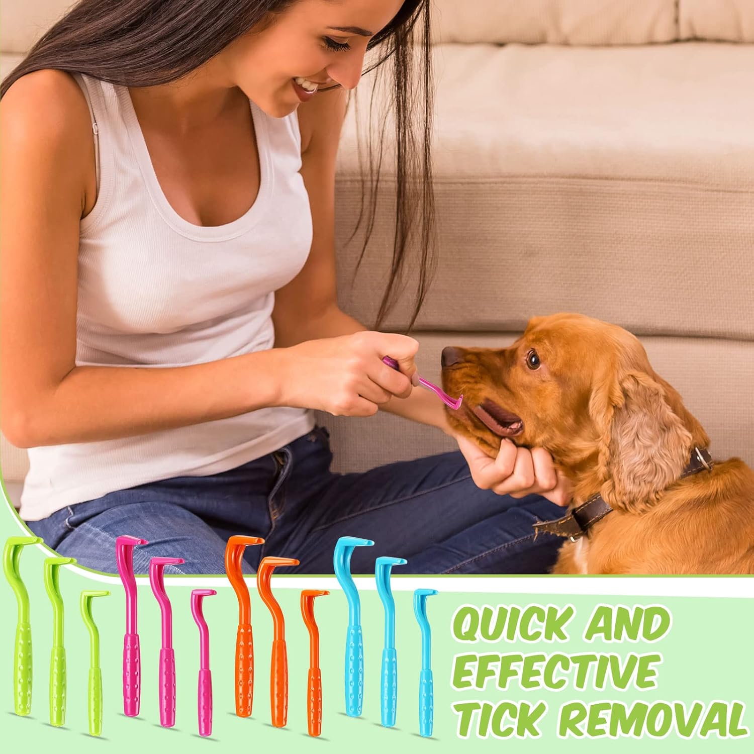 24 Pcs Tick Remover Plastic Tick Remover Tools Tick Puller Removal Tick Grabber for Dogs Cats Humans, 3 Sizes (Blue, Green, Orange, Rose Red) - Image 5