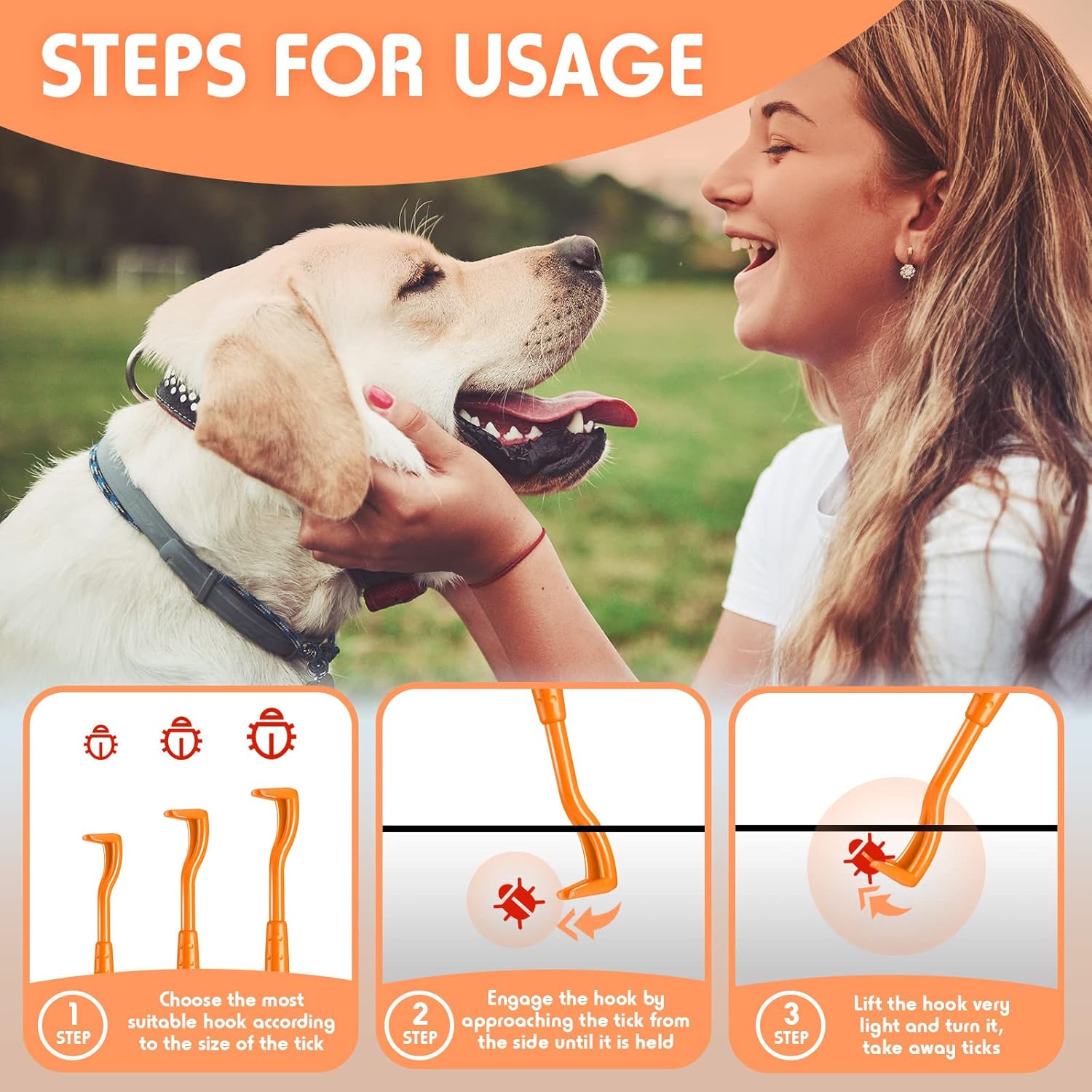 48 Pack Tick Removal Tool Tick Remover for Dogs, Cats and Humans Plastic Tick Puller Tick Grabber, 3 Sizes (Green, Rose Red, Orange, Blue) - Image 4