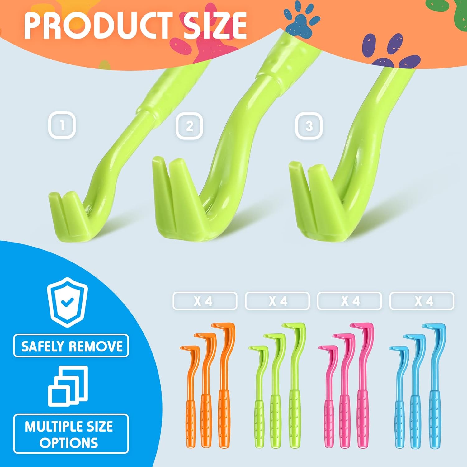 48 Pack Tick Removal Tool Tick Remover for Dogs, Cats and Humans Plastic Tick Puller Tick Grabber, 3 Sizes (Green, Rose Red, Orange, Blue) - Image 3