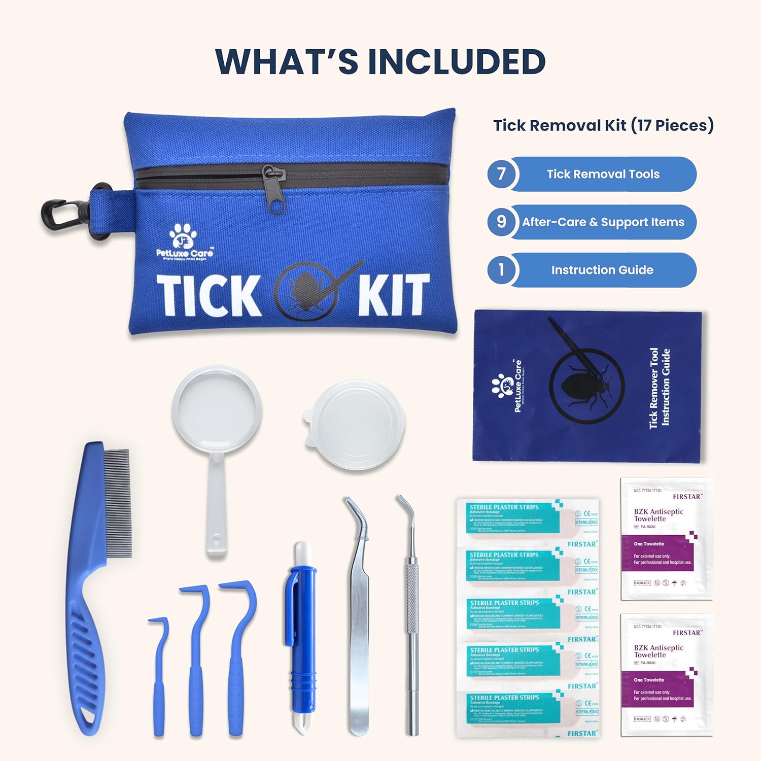 Complete Tick Removal Kit for Dogs & Cats – Tick Remover Tool Set with 3 Size Hooks, Tick Comb & Stainless Steel Precision Tick Remover + Tweezers, Travel Pouch – Safe, Fast Tick Removal (1) - Image 3