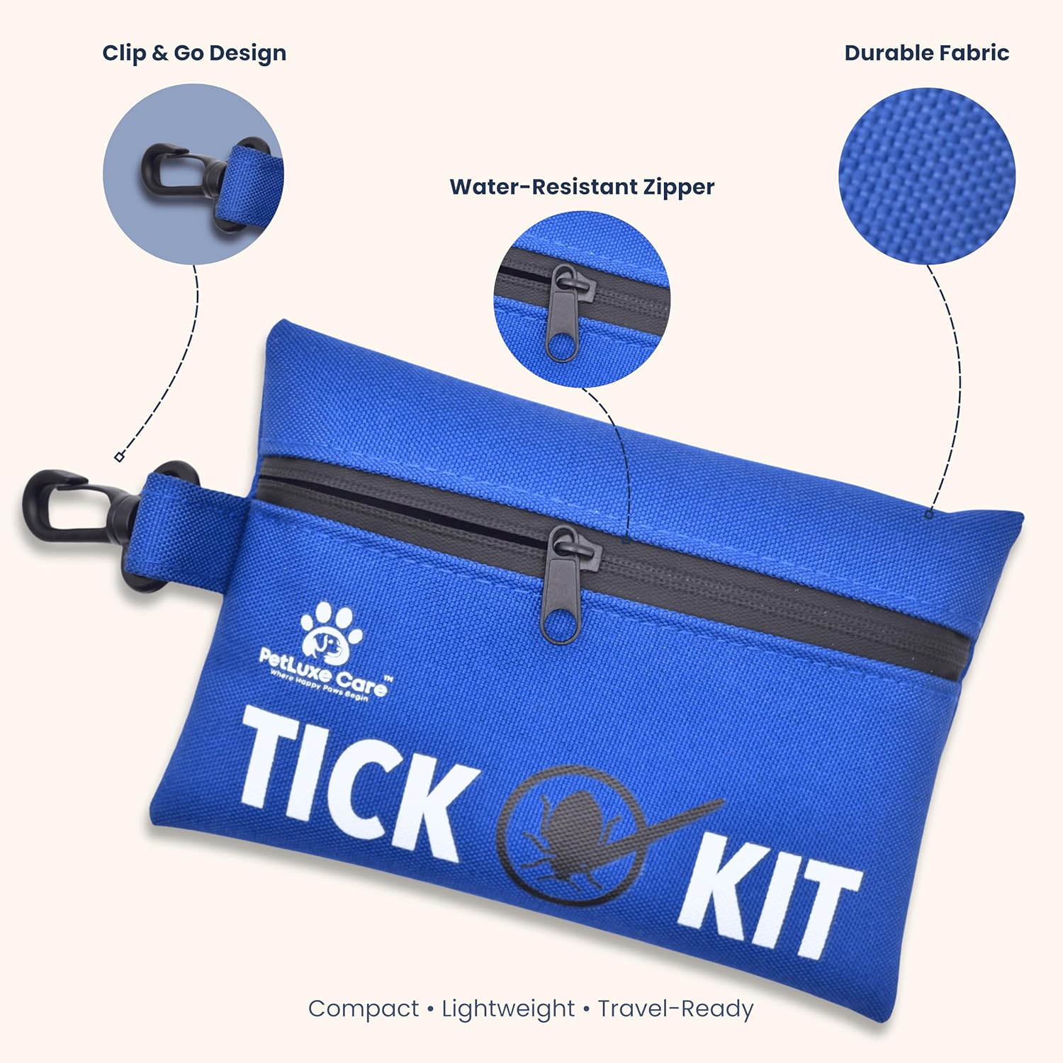 Complete Tick Removal Kit for Dogs & Cats – Tick Remover Tool Set with 3 Size Hooks, Tick Comb & Stainless Steel Precision Tick Remover + Tweezers, Travel Pouch – Safe, Fast Tick Removal (1) - Image 7