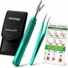 Homesake Tick Remover Tool for Dogs, Cats & Humans - Deer Tick Remover Kit - Stainless Steel Tick Removal Tool with Fine Tip Tweezers - Removes Entire Tick Head & Body - Pouch & ID Card - 1