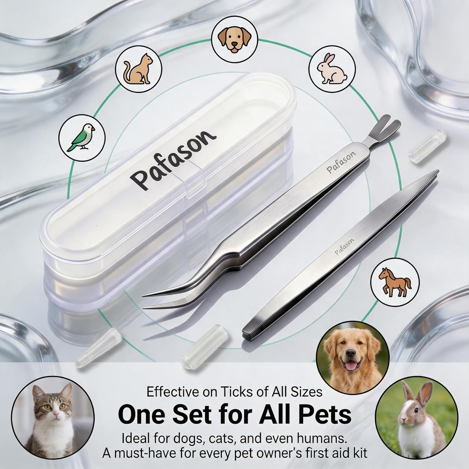 PAFASON Premium Tick Removal Tweezer Tool Set, Dual-Headed, Multi-functional Stainless Steel Twister Remover for Dogs, Cats, Humans, Storage Case - Image 4