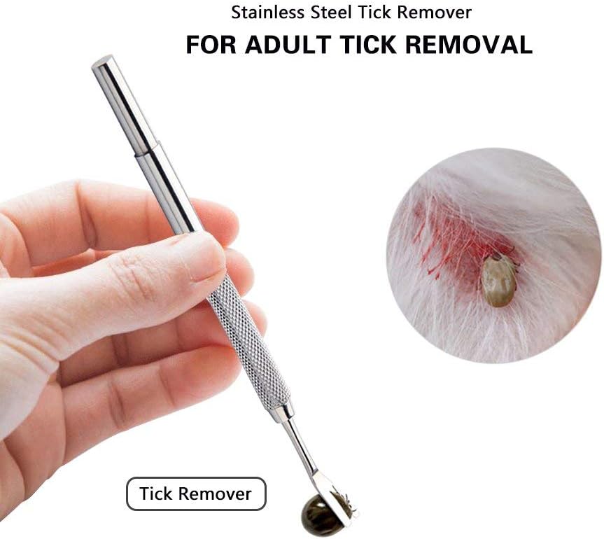 Tick Remover, Tick Removal Tool, Stainless Steel Tick Remover Tool for Dogs/Humans/Cats/Horses, Professional Foam Inserts Tick Remover Set- Includes Tick Tweezers, Tick Fork, Handy Tin, Manual (1 Set) - Image 7