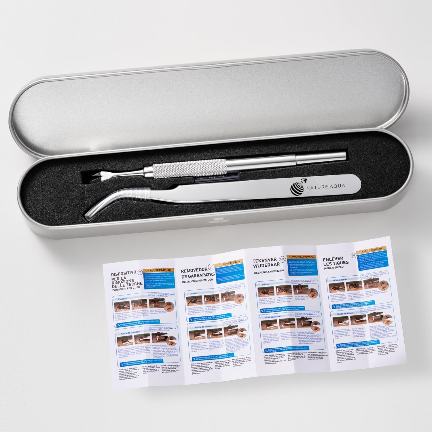 Tick Remover, Tick Removal Tool, Stainless Steel Tick Remover Tool for Dogs/Humans/Cats/Horses, Professional Foam Inserts Tick Remover Set- Includes Tick Tweezers, Tick Fork, Handy Tin, Manual (1 Set) - Image 9