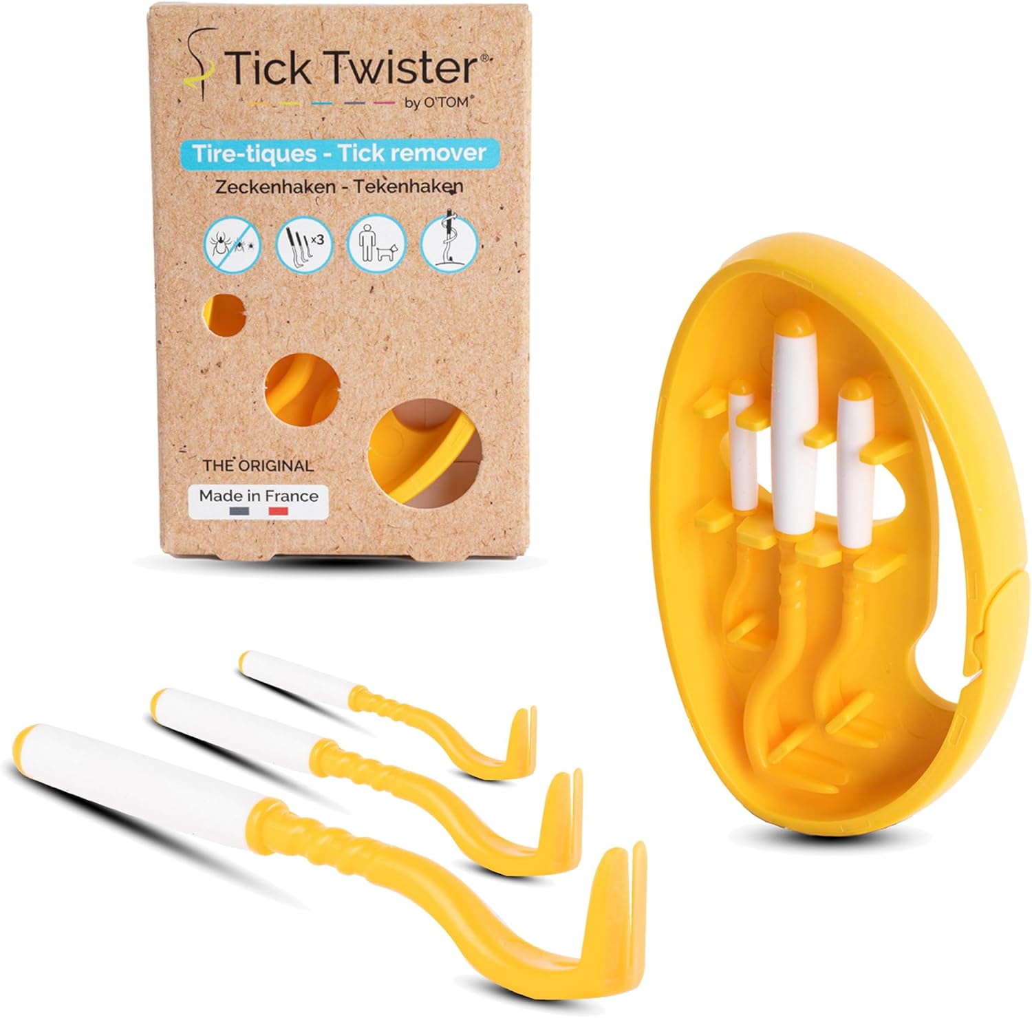Tick Twister Tick Remover for Dogs and Human - Made in France - Tick Puller for Humans and Dogs - 3 Different Sizes - Dog Tick Removal Tool - Also for All Other Pets - Tick Nipper in - 1