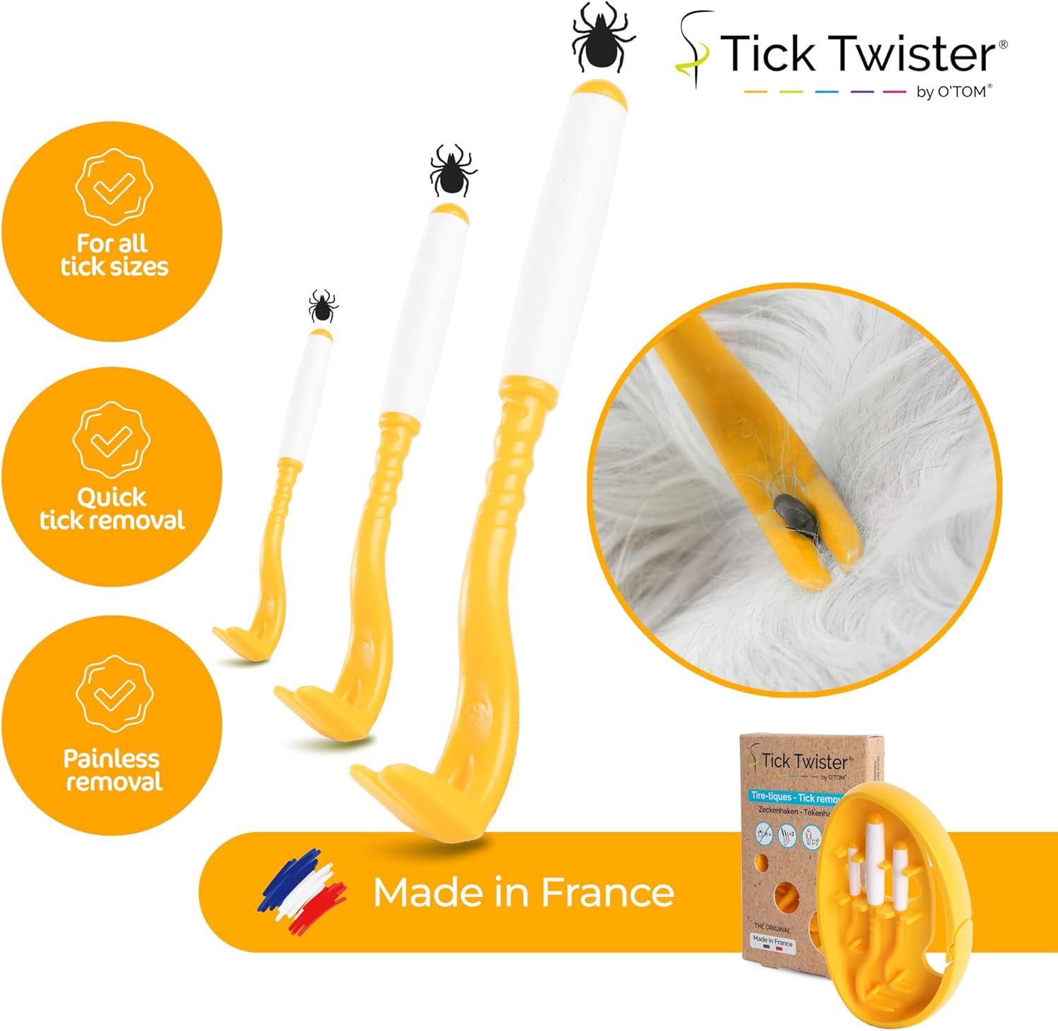 Tick Twister Tick Remover for Dogs and Human - Made in France - Tick Puller for Humans and Dogs - 3 Different Sizes - Dog Tick Removal Tool - Also for All Other Pets - Tick Nipper in - Image 2