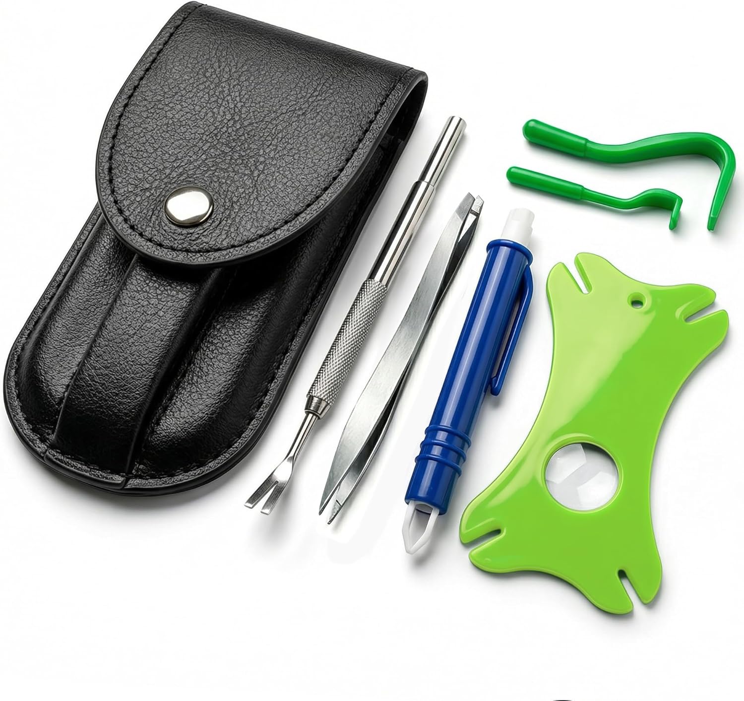 VENOMKILLER 6-in-1 Tick Remover Kit – Tick Removal Tool Set with Stainless Steel Tweezers, Tick Card, Hooks & Leather Case – Tick Remover for Dogs, Cats & Humans - 1
