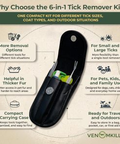 Alternative view of VENOMKILLER 6-in-1 Tick Remover Kit – Tick Removal Tool Set with Stainless Steel Tweezers, Tick Card, Hooks & Leather Case – Tick Remover for Dogs, Cats & Humans