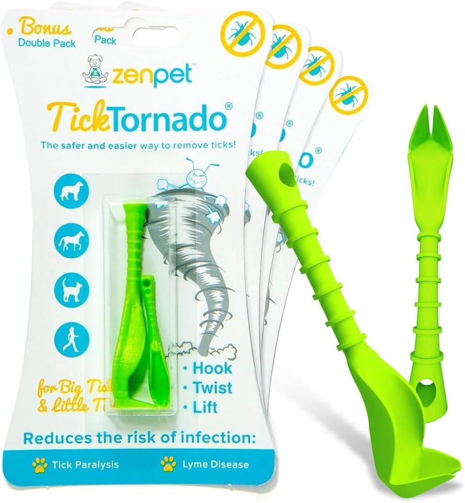 ZenPet Tick Tornado Tick Remover Tool for Dogs, Cats, Horses, Humans (4 Pack) – Safe & Easy Tick Removal, Vet-Approved Grabber Tool for Hiking, Camping, Travel, Lyme Disease & Infection Prevention - 1