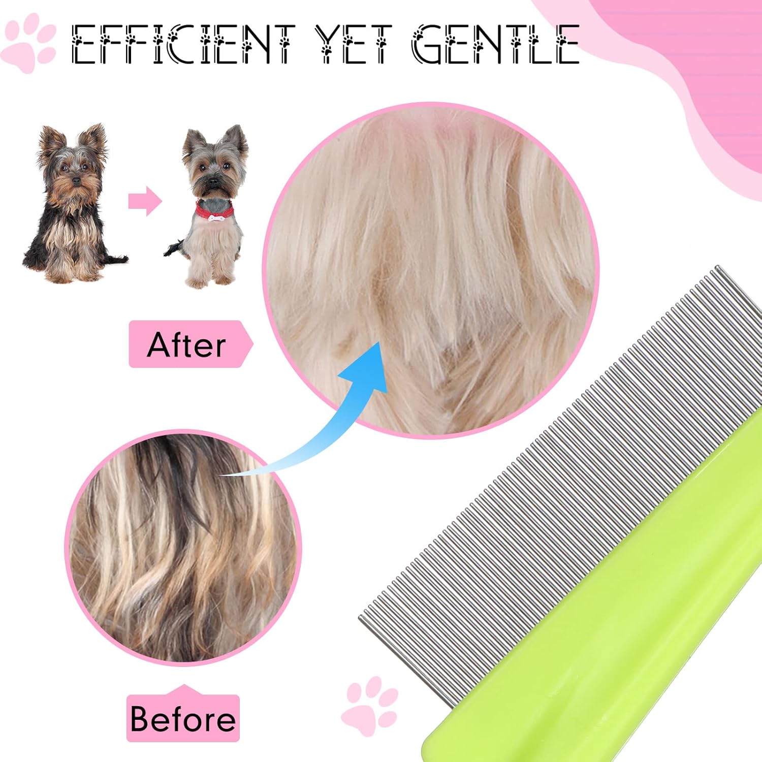 10 Pcs Flea Comb for Dogs and Cats Flea Remover Tool with Stainless Steel Metal Teeth for Detangling Grooming Kit, Pink, Blue, White and Green, 2 Sizes - Image 5