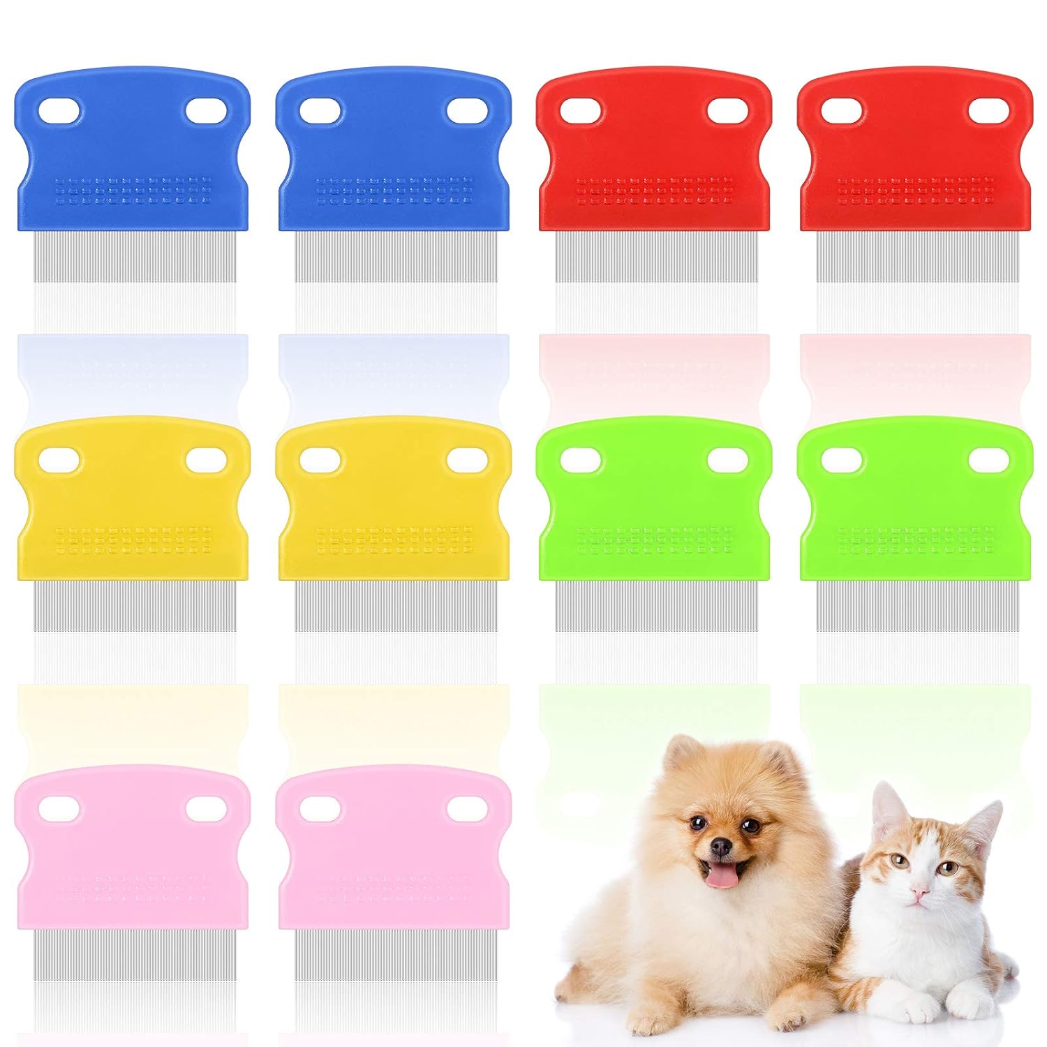 10 Pieces Tear Stain Remover Comb Dog Flea Comb Pet Grooming Comb Stainless Steel Teeth with Plastic Handle for Medium and Small Dogs Cats Removing Flea Dandruff Flakes and Stain - 1