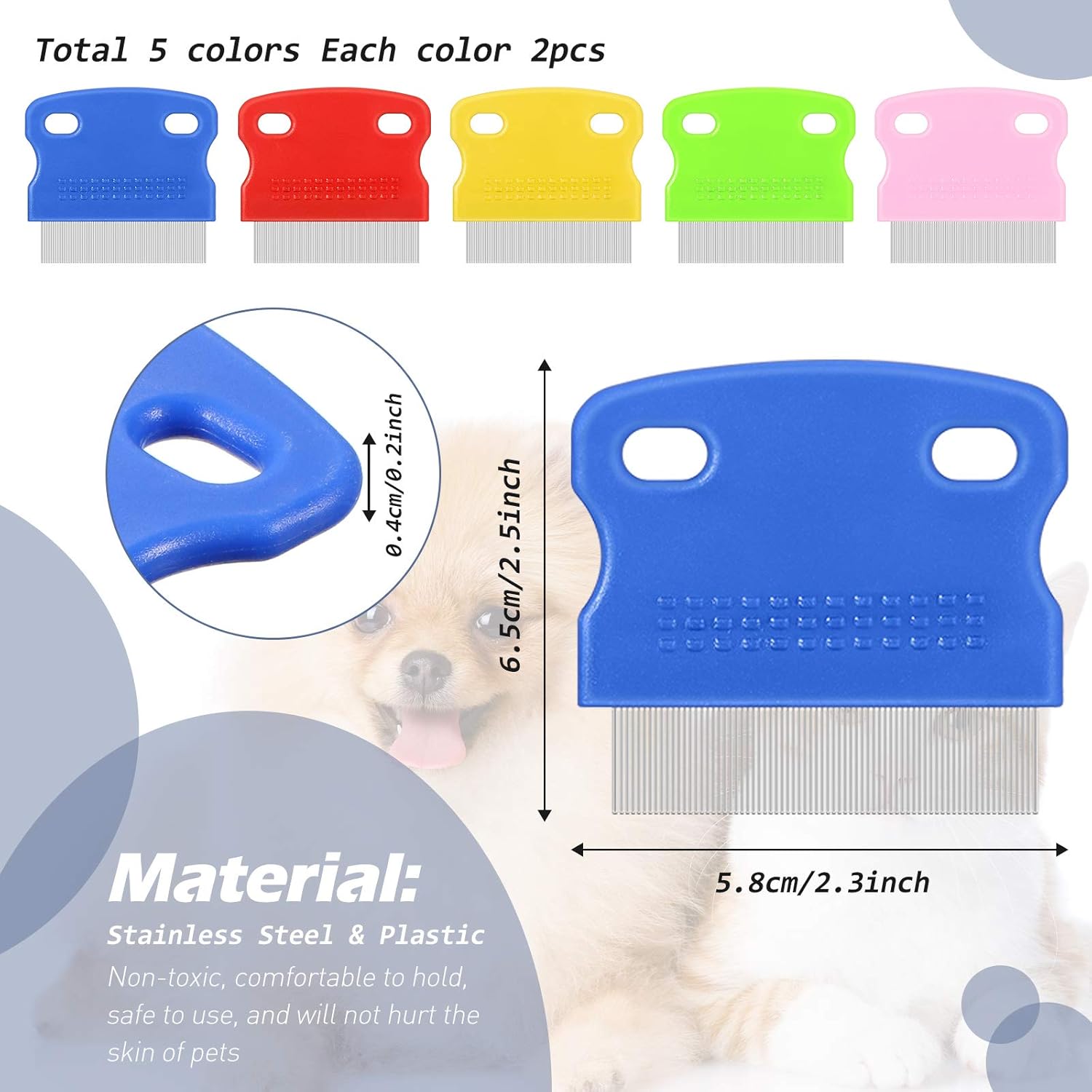 10 Pieces Tear Stain Remover Comb Dog Flea Comb Pet Grooming Comb Stainless Steel Teeth with Plastic Handle for Medium and Small Dogs Cats Removing Flea Dandruff Flakes and Stain - Image 7