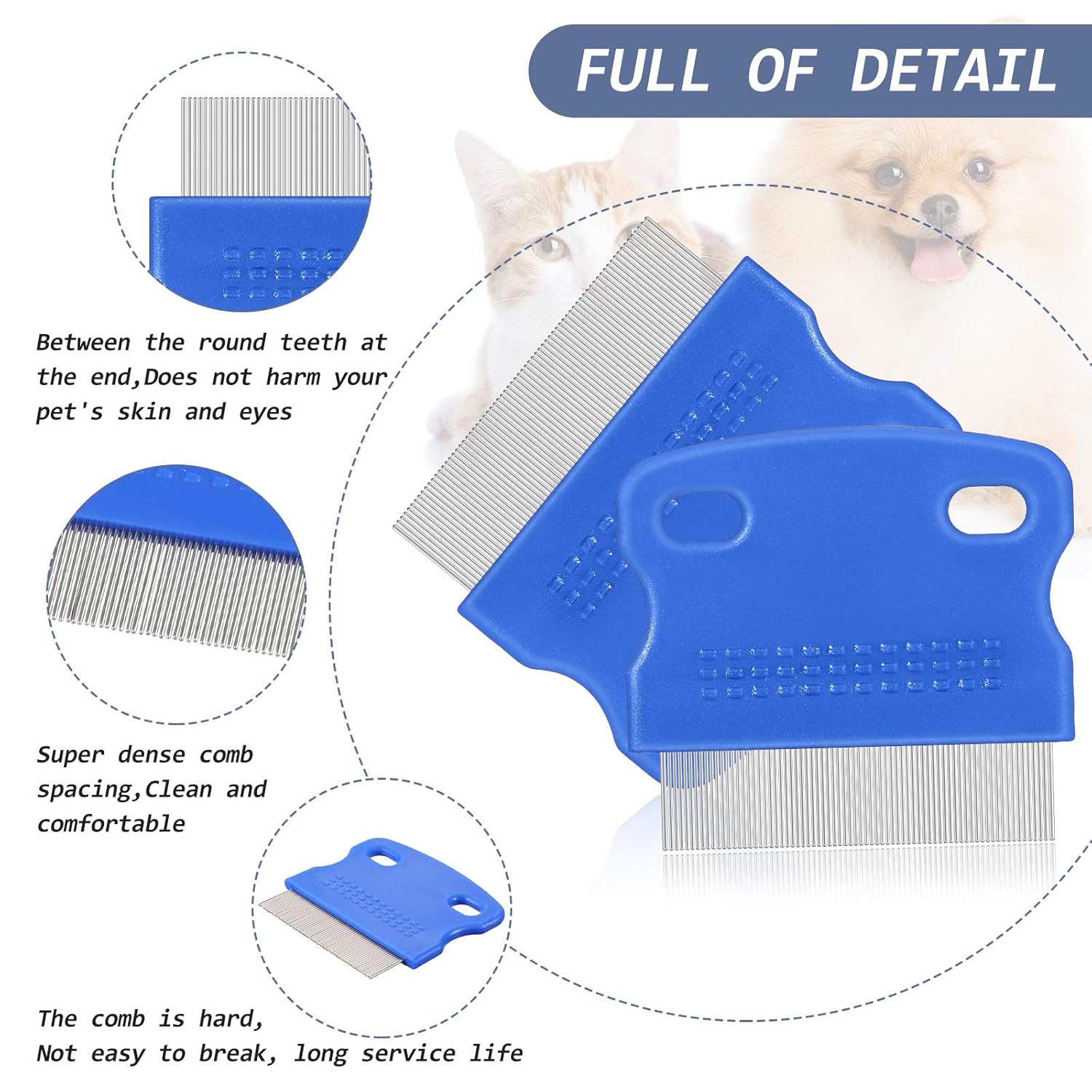 10 Pieces Tear Stain Remover Comb Dog Flea Comb Pet Grooming Comb Stainless Steel Teeth with Plastic Handle for Medium and Small Dogs Cats Removing Flea Dandruff Flakes and Stain - Image 6