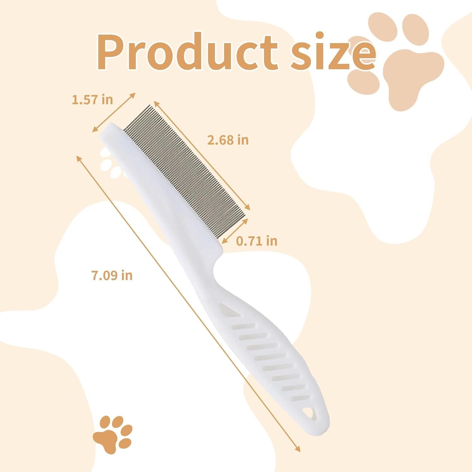 4-Pack Flea Comb for Dogs & Cats - Fine Tooth Stainless Steel Grooming Comb with Anti-Slip Rubber Handle, Removes Fleas, Tangles & Tear Stains (Black, Blue, White & Pink) - Image 6