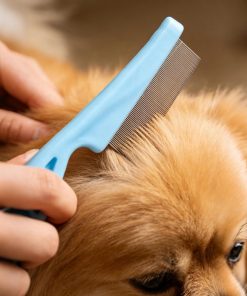 Alternative view of 4-Pack Flea Comb for Dogs & Cats - Fine Tooth Stainless Steel Grooming Comb with Anti-Slip Rubber Handle, Removes Fleas, Tangles & Tear Stains (Black, Blue, White & Pink)