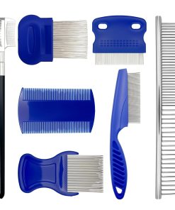 7 Pack Flea Comb Set for Cats and Dogs, Stainless Steel & Plastic Pet Grooming Combs with Dog Eye Comb & Tear Stain Comb, Flea Comb for Small Dogs, Puppy Comb, Tick Comb, Cat Flea Comb Grooming Kit - 1