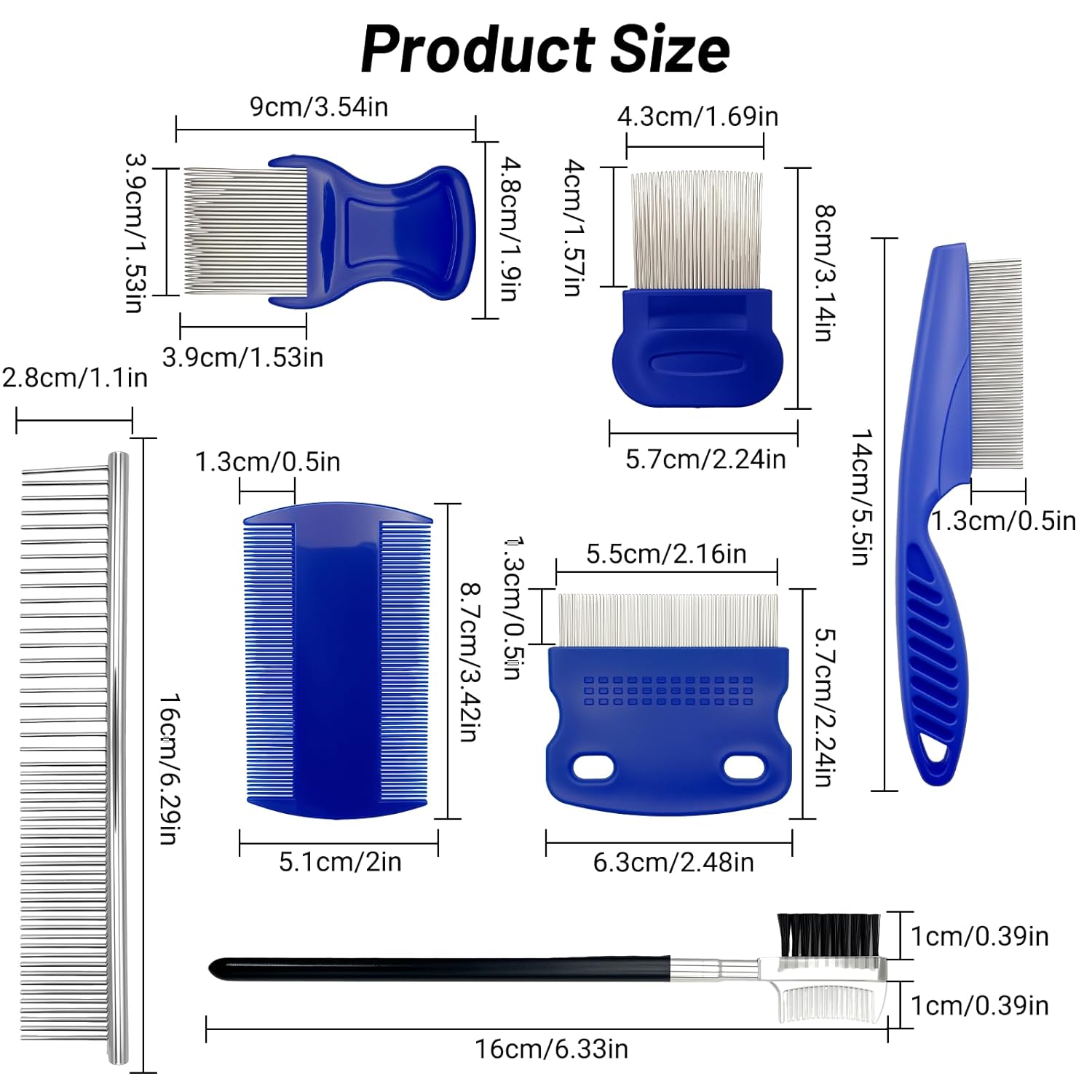 7 Pack Flea Comb Set for Cats and Dogs, Stainless Steel & Plastic Pet Grooming Combs with Dog Eye Comb & Tear Stain Comb, Flea Comb for Small Dogs, Puppy Comb, Tick Comb, Cat Flea Comb Grooming Kit - Image 7