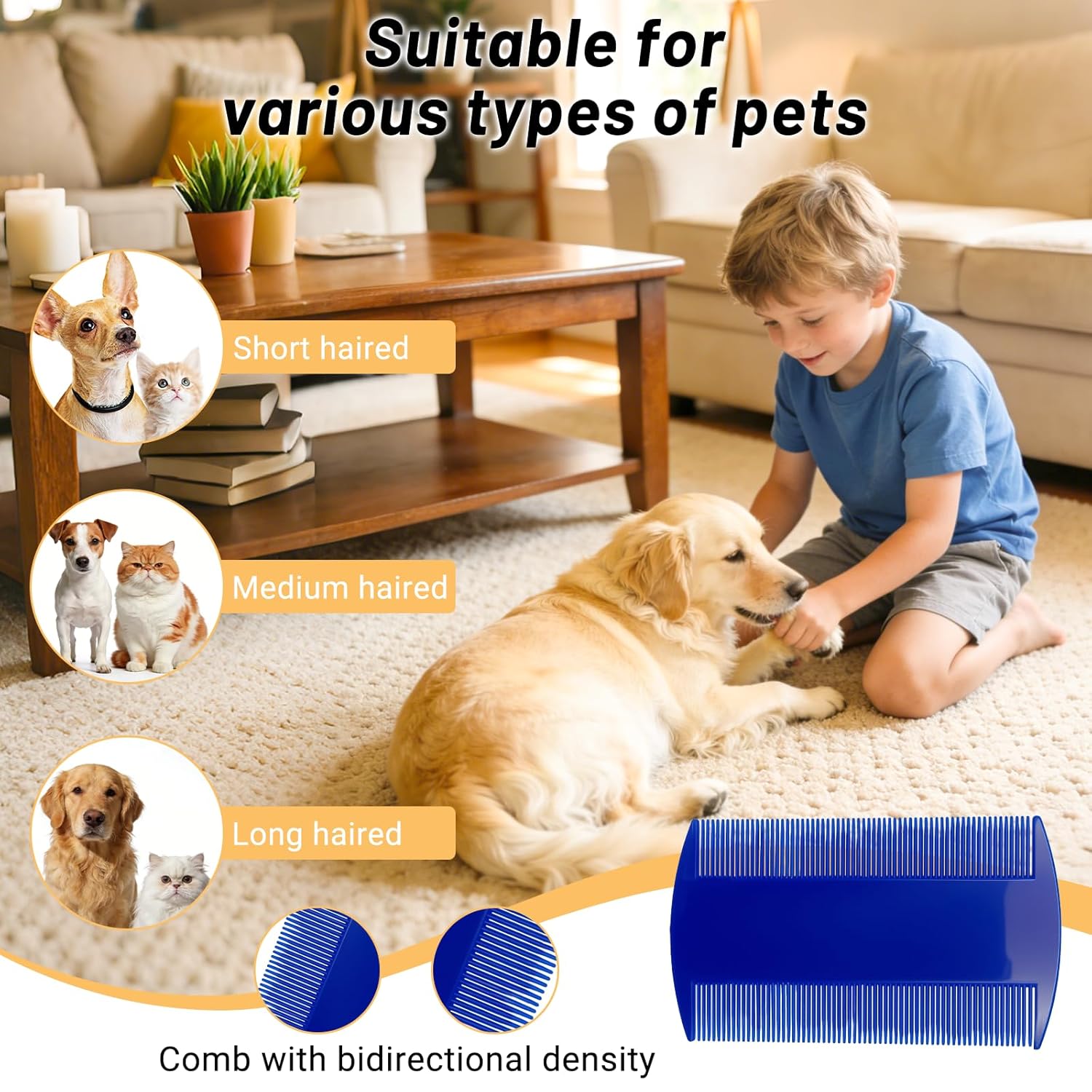 7 Pack Flea Comb Set for Cats and Dogs, Stainless Steel & Plastic Pet Grooming Combs with Dog Eye Comb & Tear Stain Comb, Flea Comb for Small Dogs, Puppy Comb, Tick Comb, Cat Flea Comb Grooming Kit - Image 4