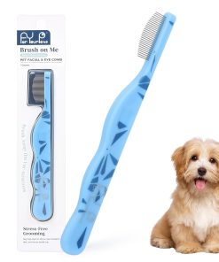 Blue Curved Small Dog Comb for Grooming Eyes Face Fine Tooth Metal Comb with Ergonomic Handle Pet Flea Comb for Small Dogs and Cats Gentle Remove Loose Hair Dirt Fleas - 1