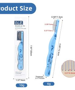 Alternative view of Blue Curved Small Dog Comb for Grooming Eyes Face Fine Tooth Metal Comb with Ergonomic Handle Pet Flea Comb for Small Dogs and Cats Gentle Remove Loose Hair Dirt Fleas