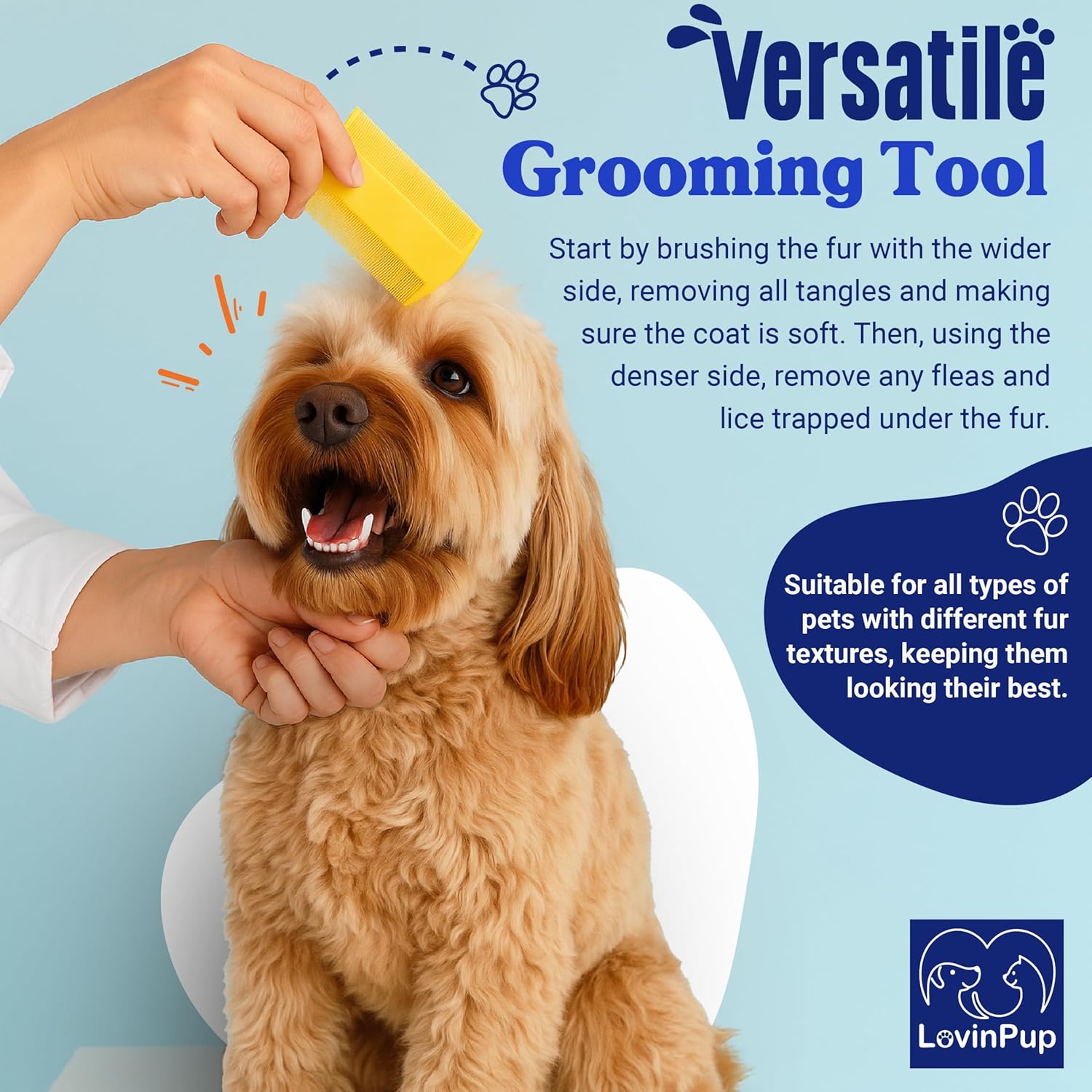 Pet Flea Comb for Dogs & Cats (3-Pack) – Fleas, Loose Fur & Tick Removal Tool for Cats & Dogs – Gentle & Durable Fine-Tooth Pet Hair Comb for Comfortable, Clean Coat Care - Image 6