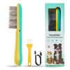Professional 3-Row Tick & Flea Comb for Dogs & Cats - Stainless Steel Teeth with Negative Ion Anti-Static - Detangling Grooming Tool for Poodles, Shih Tzus & Long Haired Pets (One Size) - 1