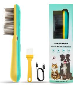 Professional 3-Row Tick & Flea Comb for Dogs & Cats - Stainless Steel Teeth with Negative Ion Anti-Static - Detangling Grooming Tool for Poodles, Shih Tzus & Long Haired Pets (One Size) - 1
