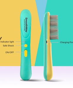 Alternative view of Professional Flea Comb for Long Haired Dogs & Cats - 3-Row Stainless Steel Dematting Tool with Negative Ions | Detangling Comb for Poodles Includes Cleaning Brush