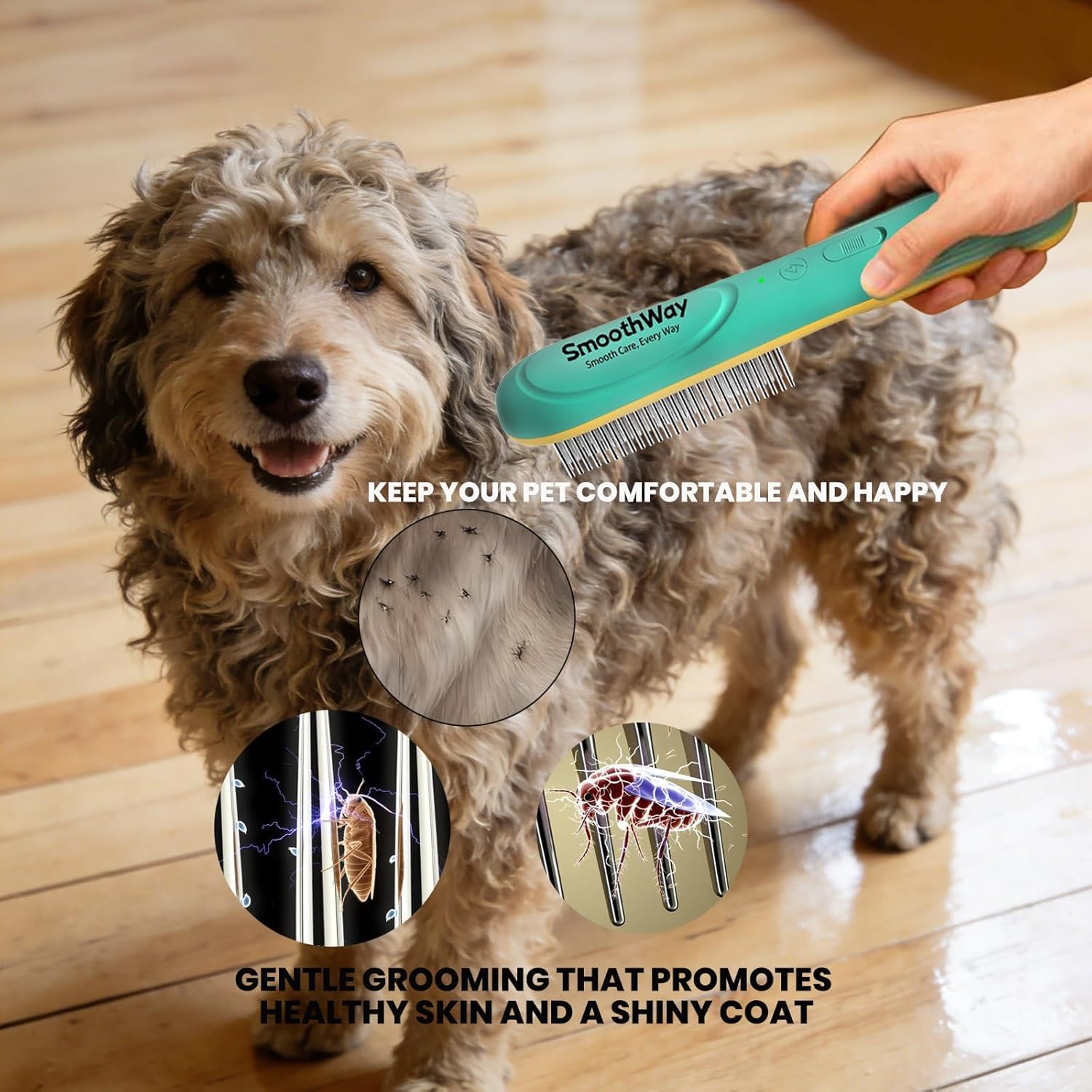 Rechargeable Flea Comb for Pets - Stainless Steel Teeth Grooming Tool for Medium and Long Haired Cats & Dogs - USB-C Charging - Image 7