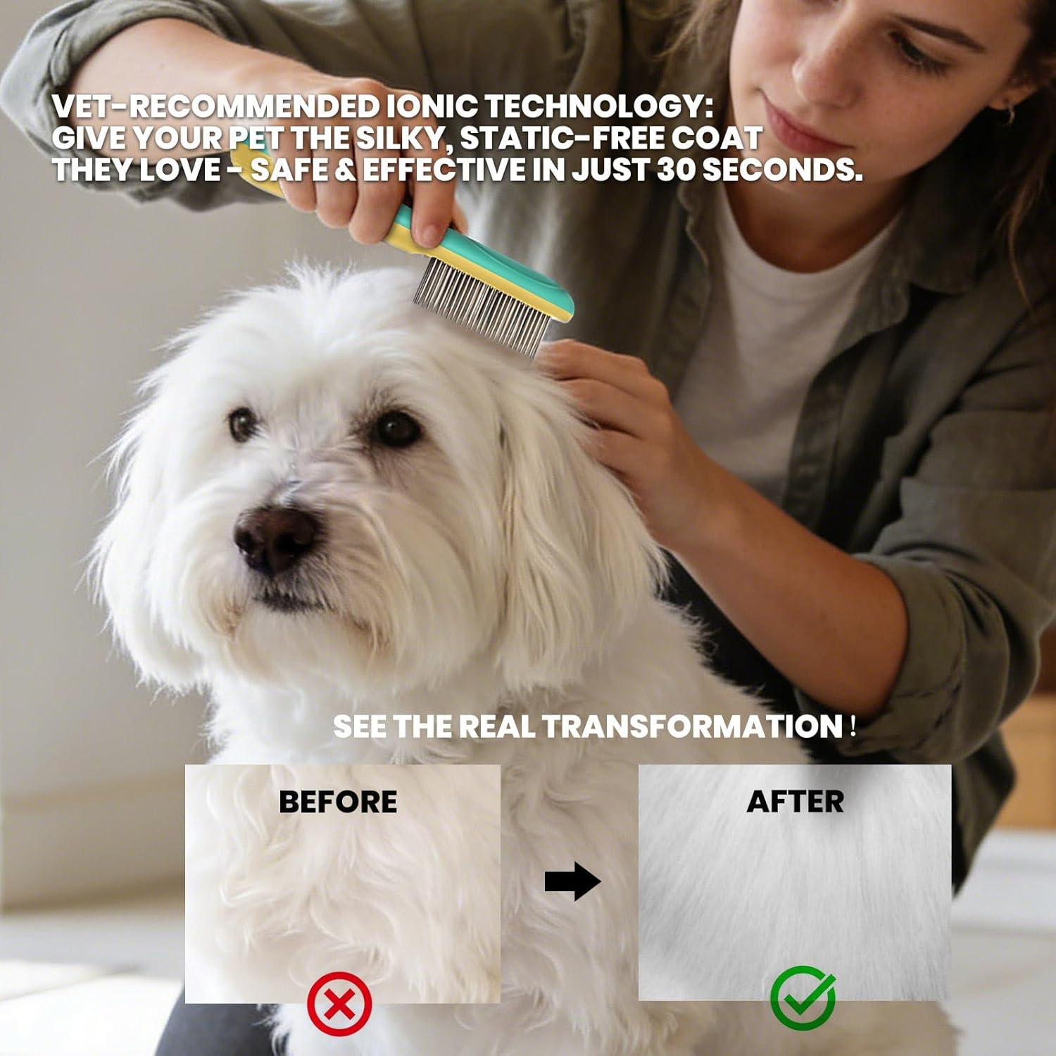 Rechargeable Flea Comb for Pets - Stainless Steel Teeth Grooming Tool for Medium and Long Haired Cats & Dogs - USB-C Charging - Image 6