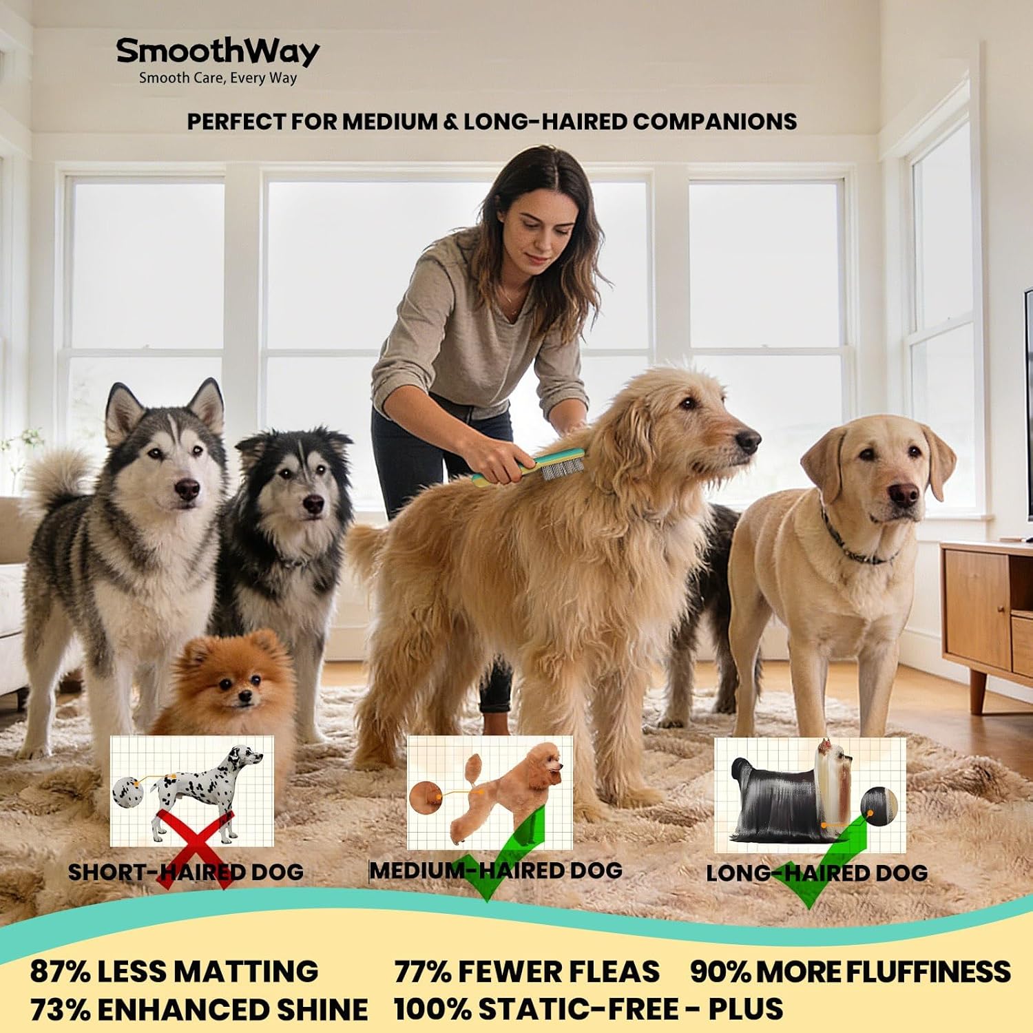 Rechargeable Flea Comb for Pets - Stainless Steel Teeth Grooming Tool for Medium and Long Haired Cats & Dogs - USB-C Charging - Image 4