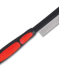 Ryan's Pet Supplies Paw Brothers Flea Comb for Small and Large Dogs and Cats with Handle, Professional Dog Grooming Kit and Supplies, Puppy Essentials, Black and Red, 8.8 Inches - 1