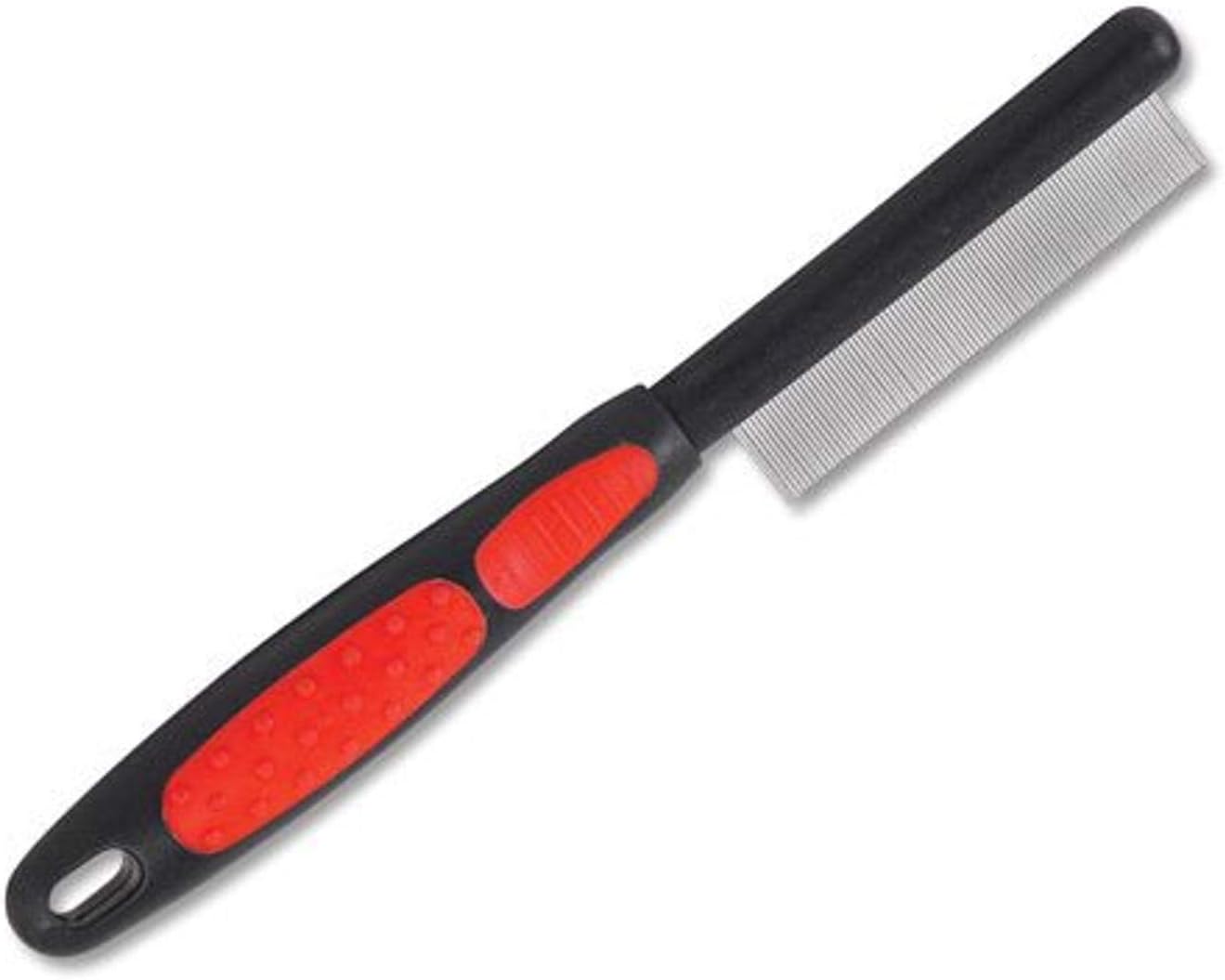 Ryan's Pet Supplies Paw Brothers Flea Comb for Small and Large Dogs and Cats with Handle, Professional Dog Grooming Kit and Supplies, Puppy Essentials, Black and Red, 8.8 Inches - 1