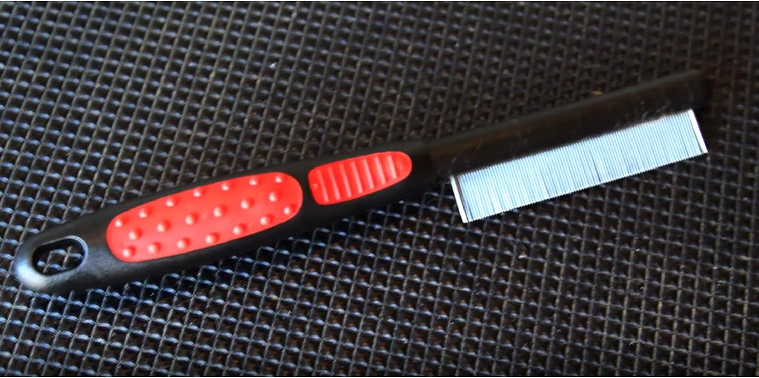 Ryan's Pet Supplies Paw Brothers Flea Comb for Small and Large Dogs and Cats with Handle, Professional Dog Grooming Kit and Supplies, Puppy Essentials, Black and Red, 8.8 Inches - Image 6
