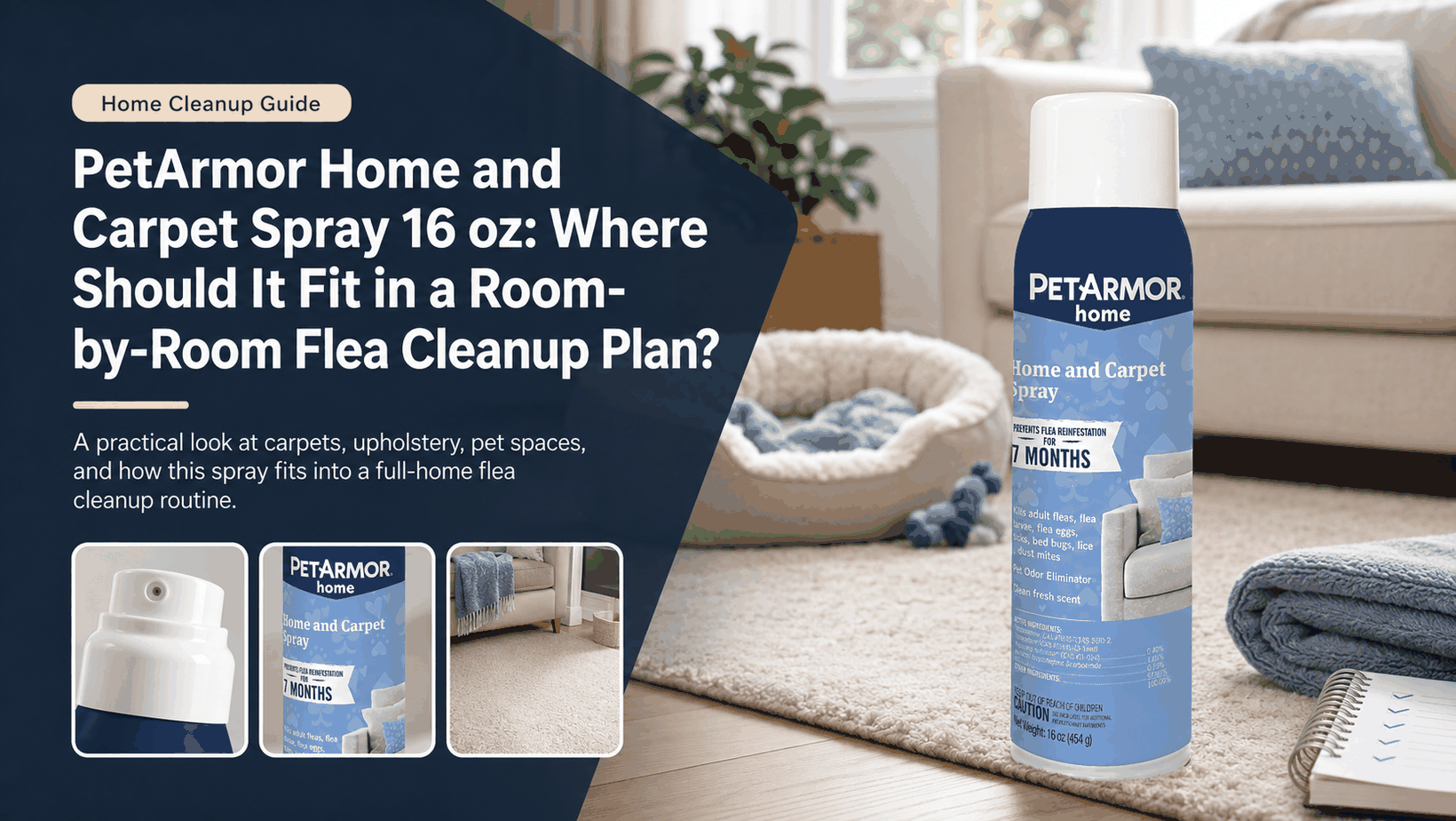 PetArmor Home and Carpet Spray 16 oz room-by-room flea cleanup guide