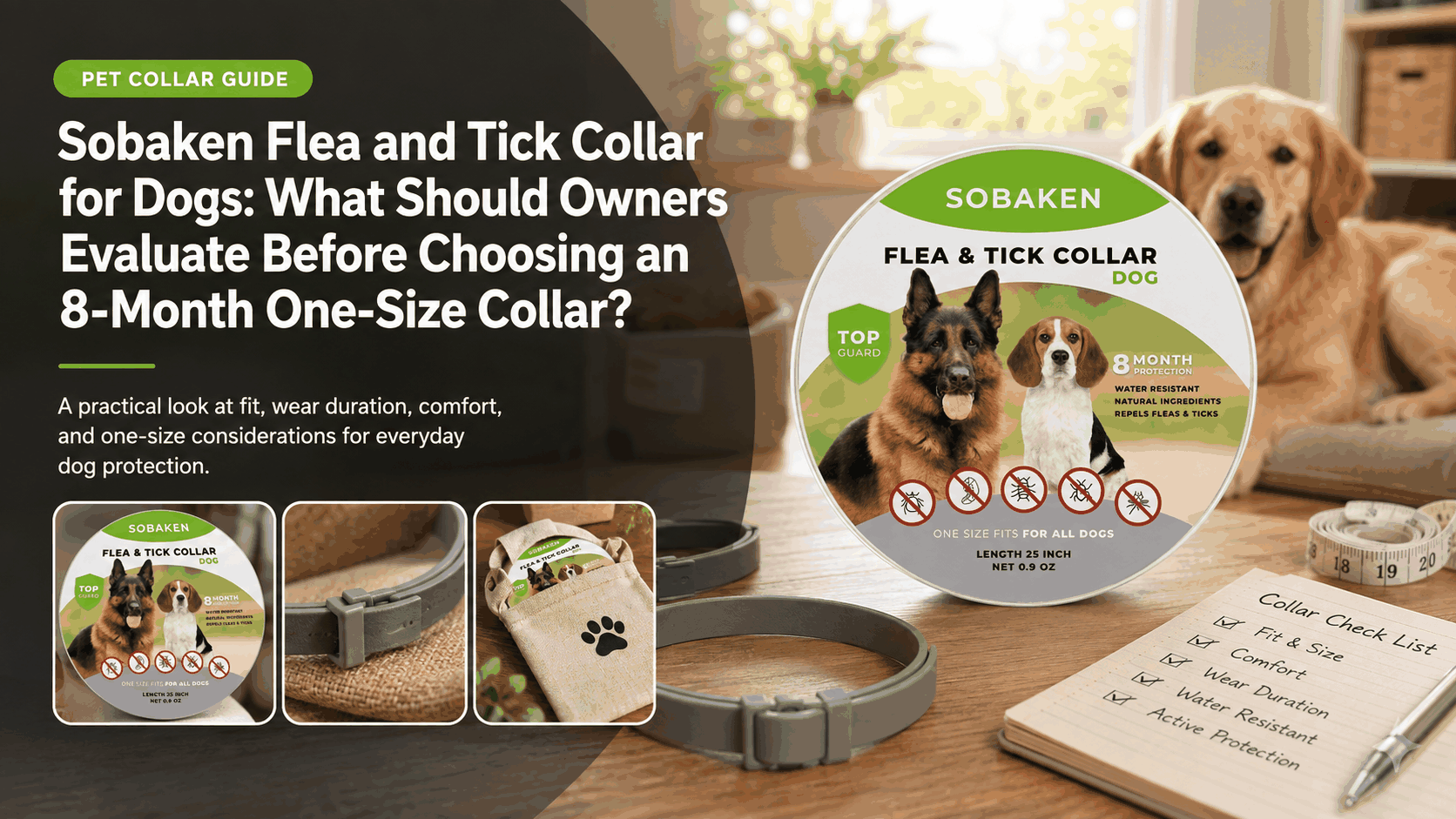 Sobaken Flea and Tick Collar for Dogs one-size fitting and long-wear guide