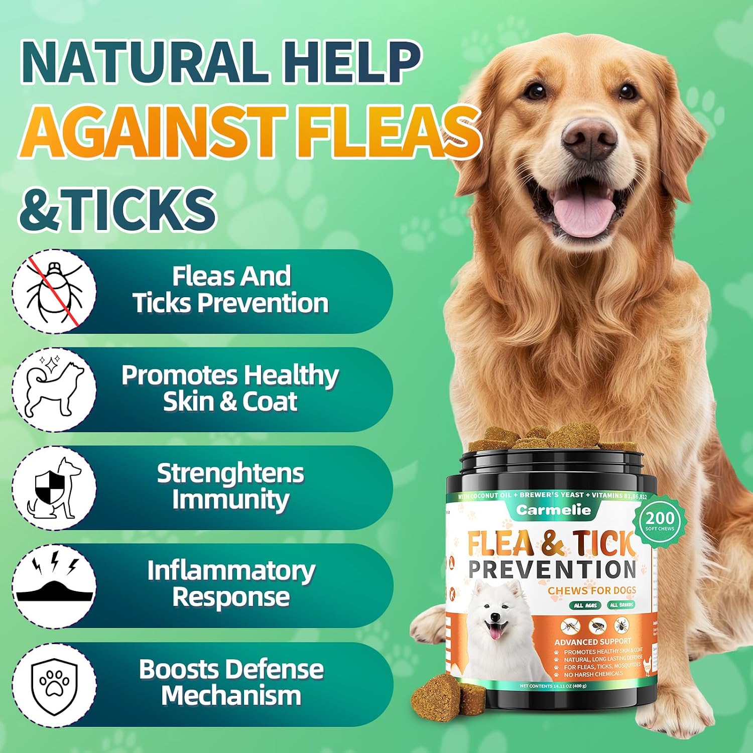 Carmelie Flea and Tick Prevention for Dogs Chewables, 200 Soft Chews - Image 8