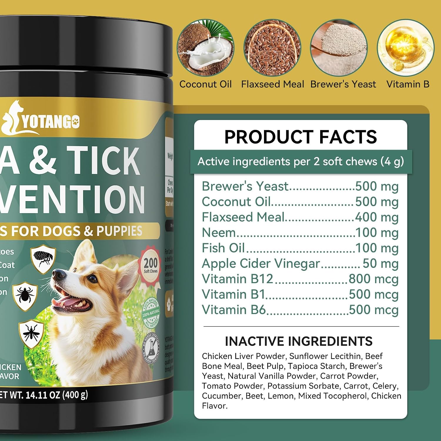 Flea and Tick Prevention for Dogs Chewable, Dog Flea Treatment, 200 Ct - Image 3