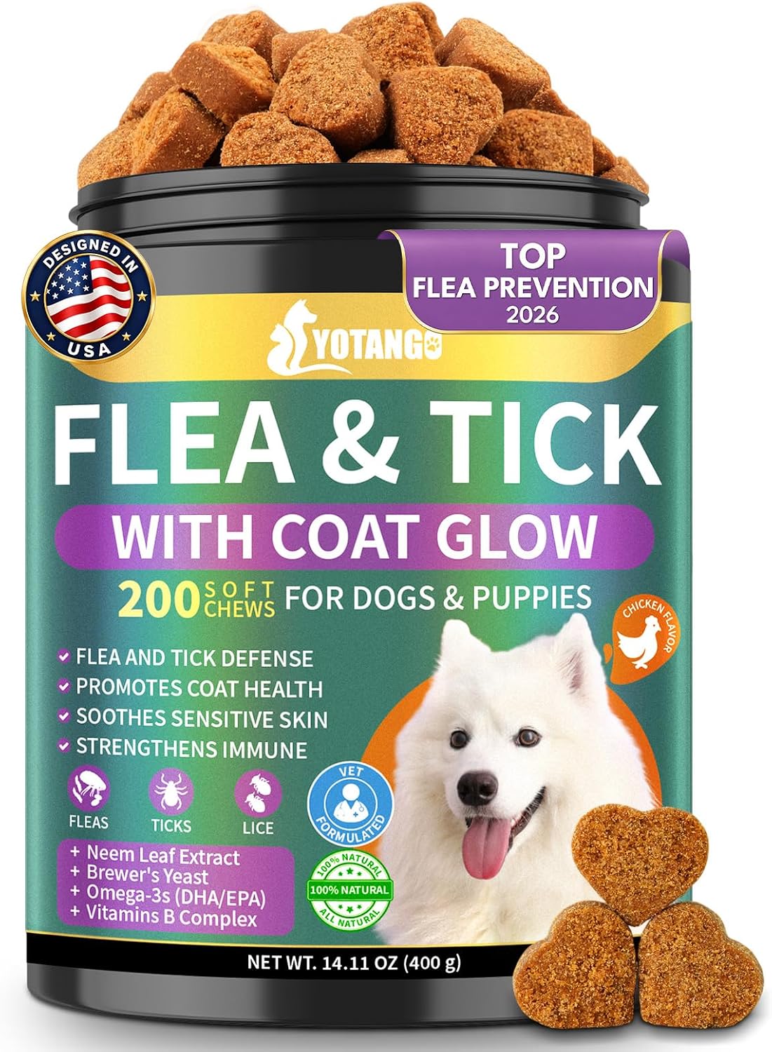 Flea and Tick Prevention for Dogs Chewables, Dog Flea and Tick Treatment - 1
