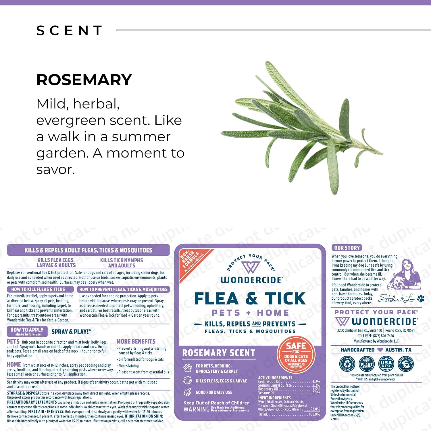 Wondercide Flea Tick & Mosquito Spray for Pets & Home - Rosemary 16 fl oz - Image 2